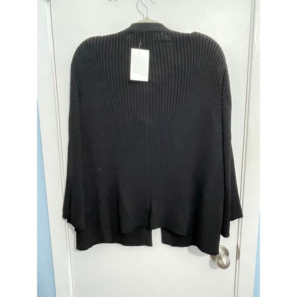 Toula Cardigan Sweater Size 6 Wool Blend Ribbed Knit Black Quiet Luxury NWT - Picture 4 of 7